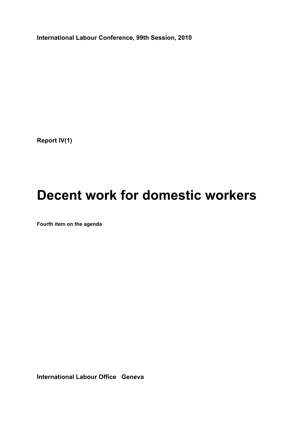 Decent Work for Domestic Workers