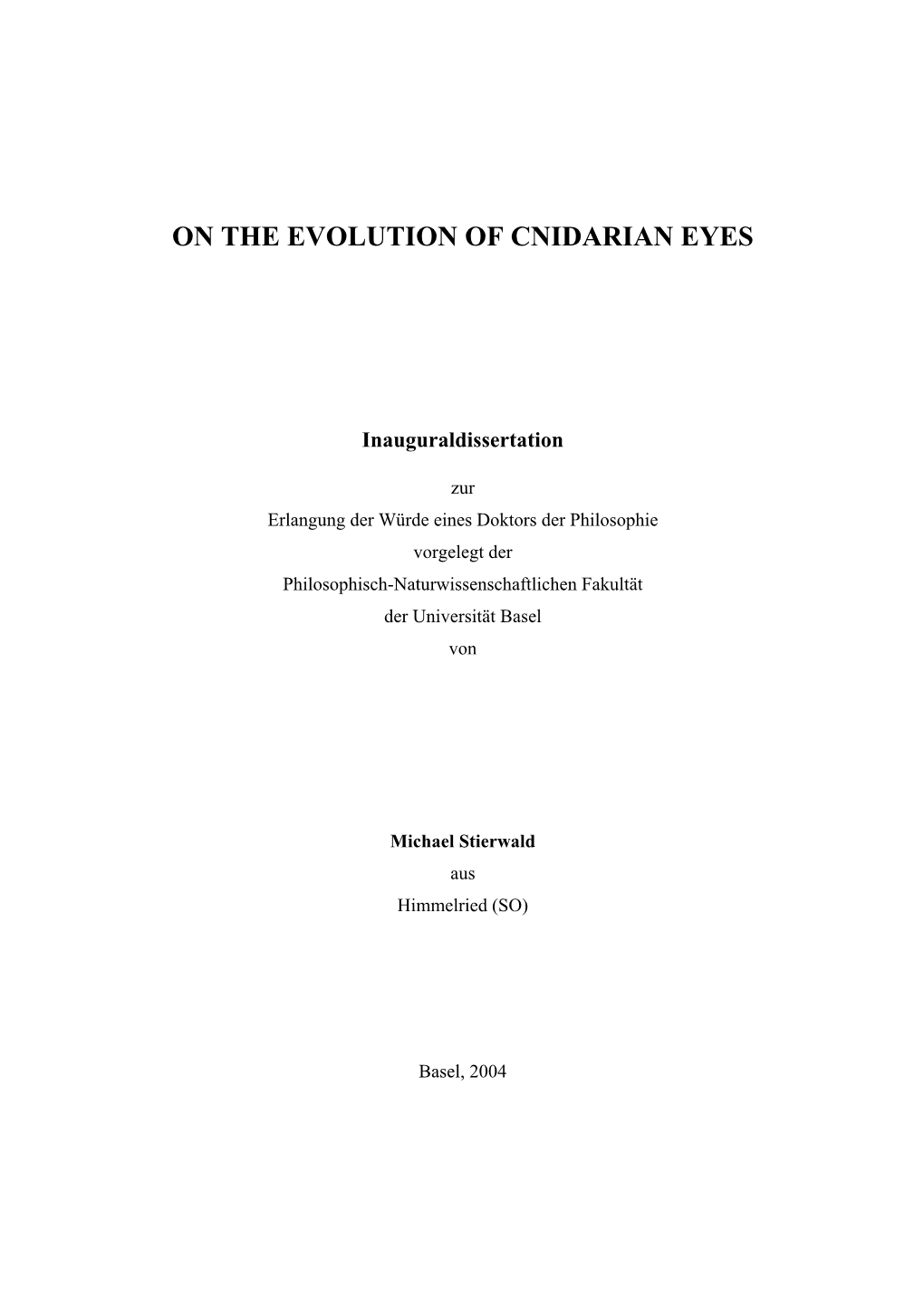 On the Evolution of Cnidarian Eyes