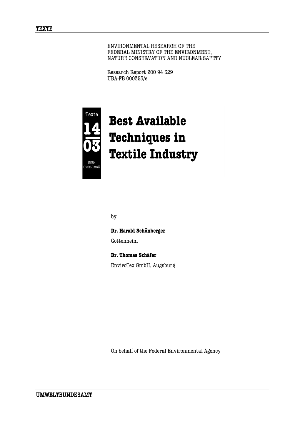 Best Available Techniques in Textile Industry