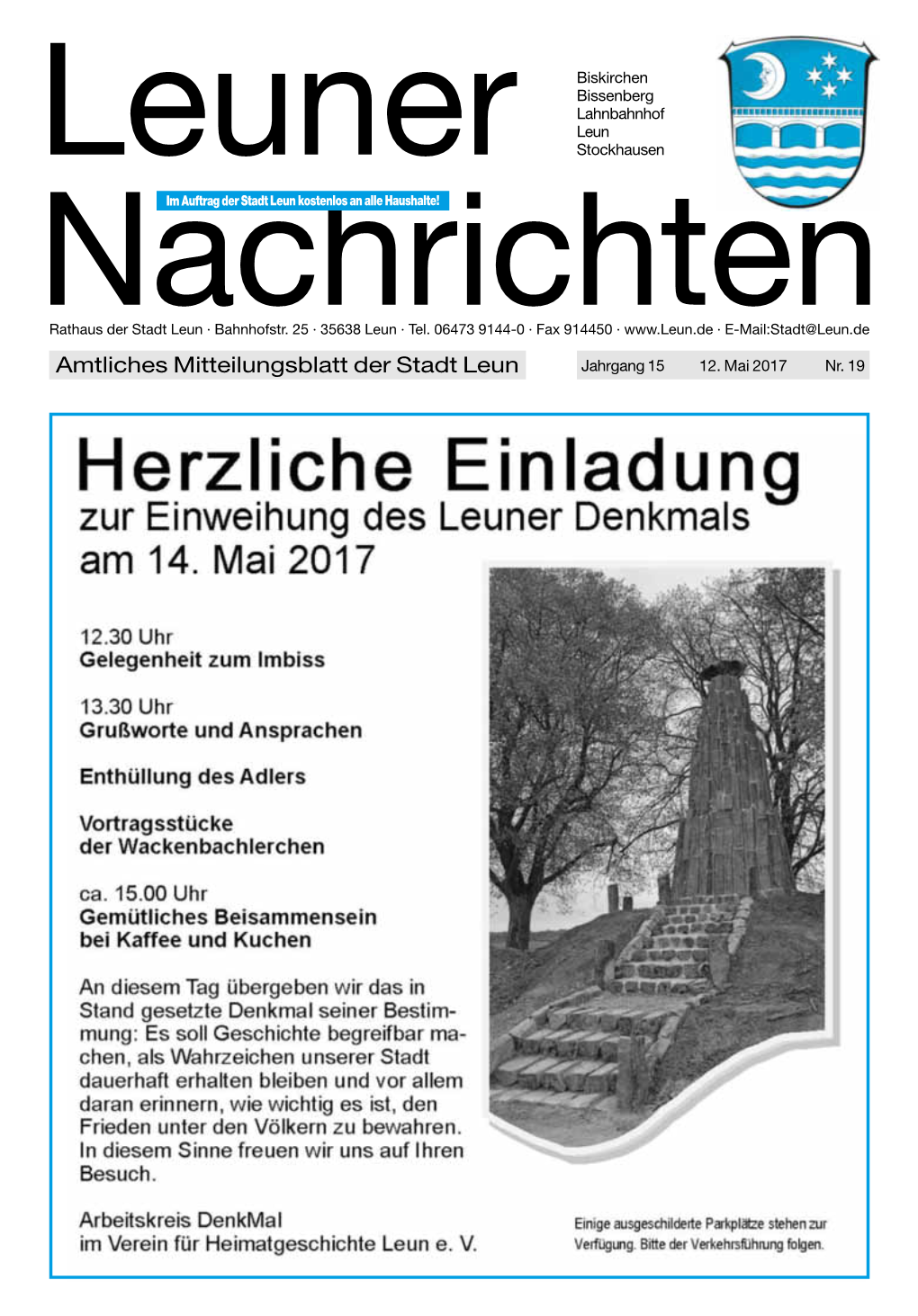 Bissenberg Lahnbahnhof Leuner Leun Stockhausen Nachrichtenim Auftrag Der Stadt Leun Kostenlos an Alle Haushalte!