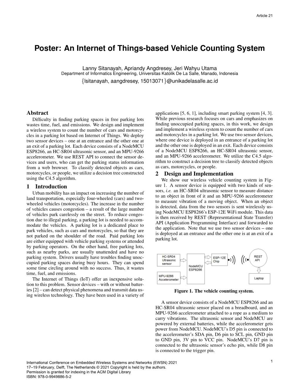 Poster: an Internet of Things-Based Vehicle Counting System