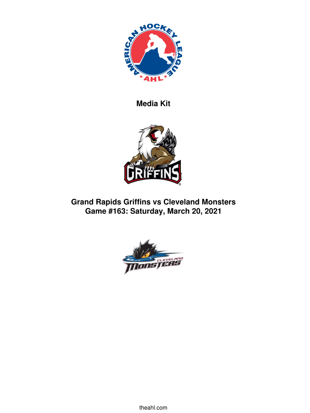 Media Kit Grand Rapids Griffins Vs Cleveland Monsters Game #163