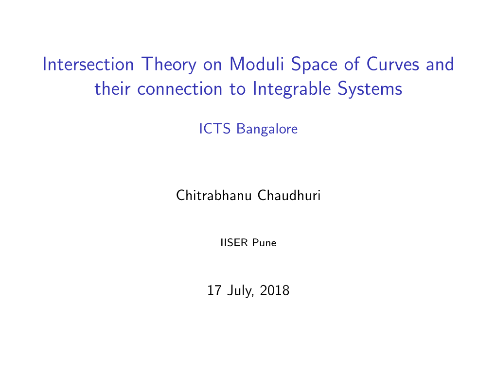 Intersection Theory on Moduli Space of Curves and Their Connection to Integrable Systems