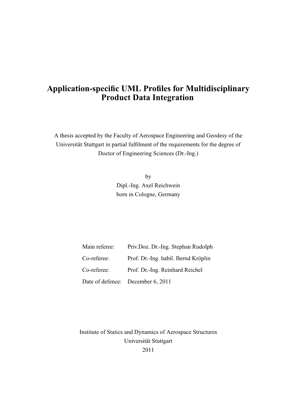 Application-Specific UML Profiles for Multidisciplinary Product Data