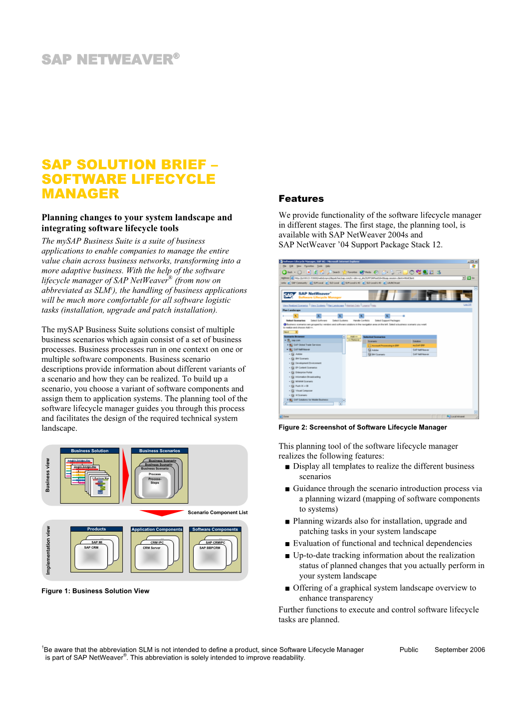 Sap Solution Brief – Software Lifecycle Manager