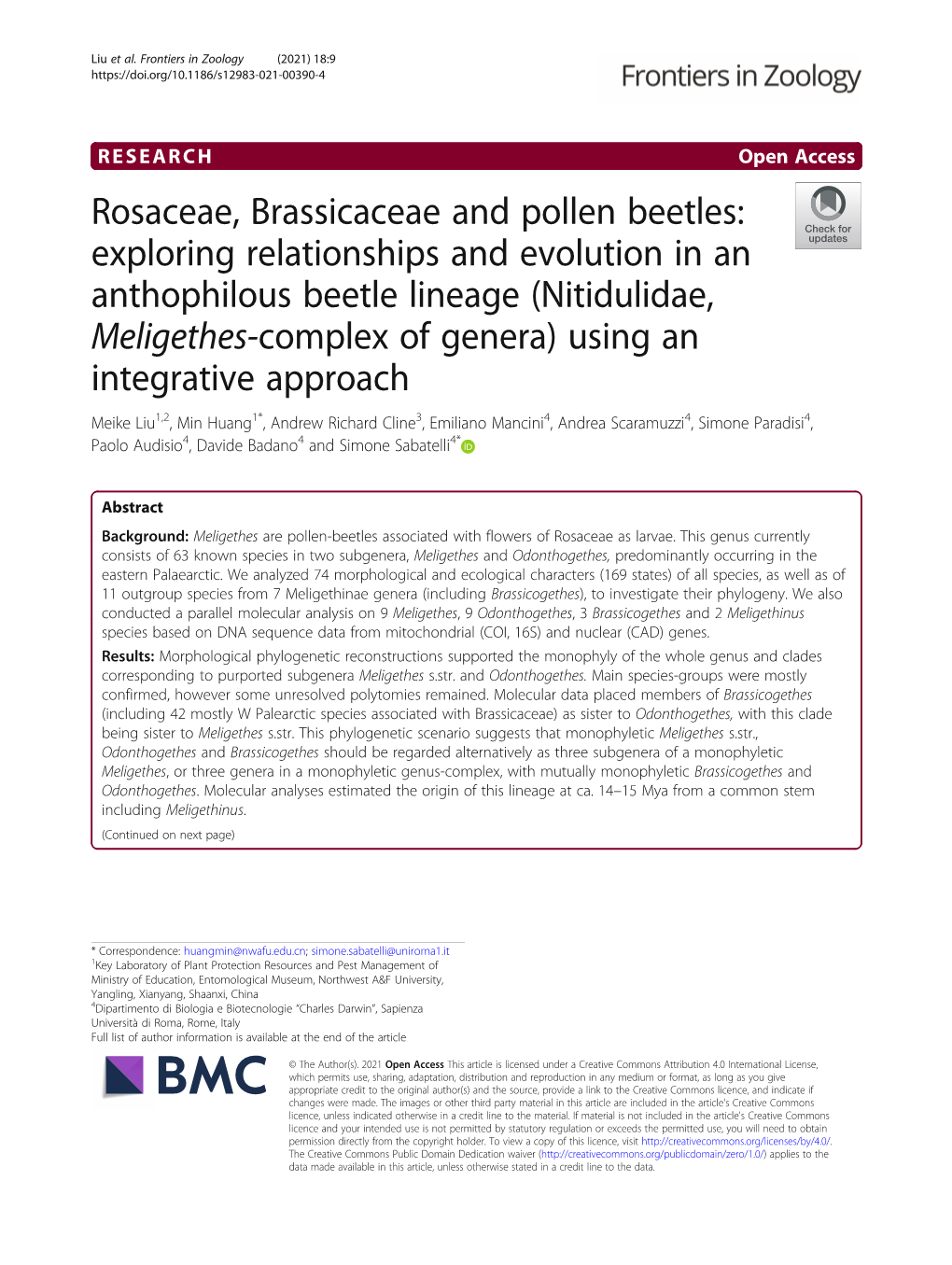 Rosaceae, Brassicaceae and Pollen Beetles