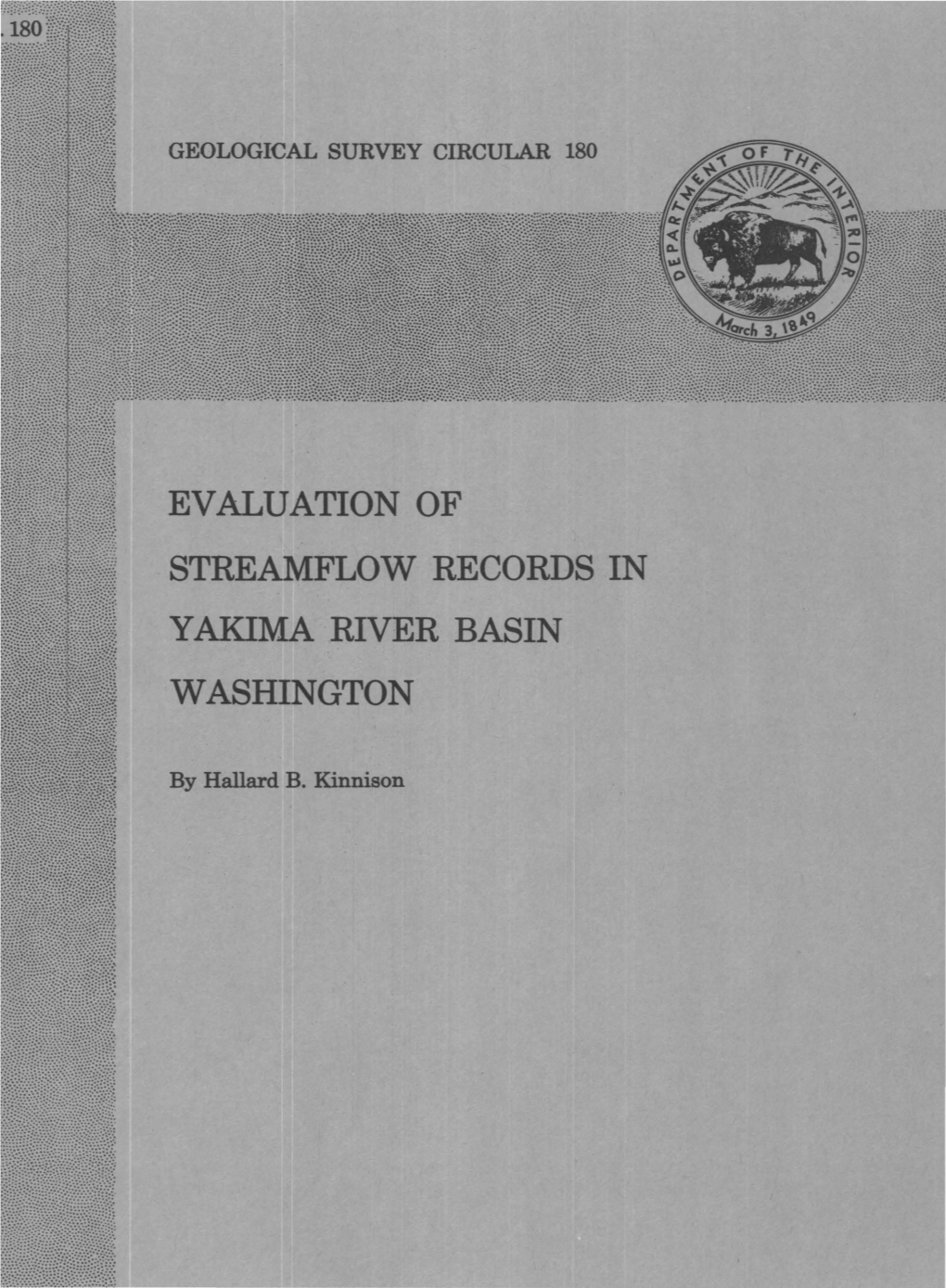 Evaluation of Streamflow Records in Yakima River Basin Washington