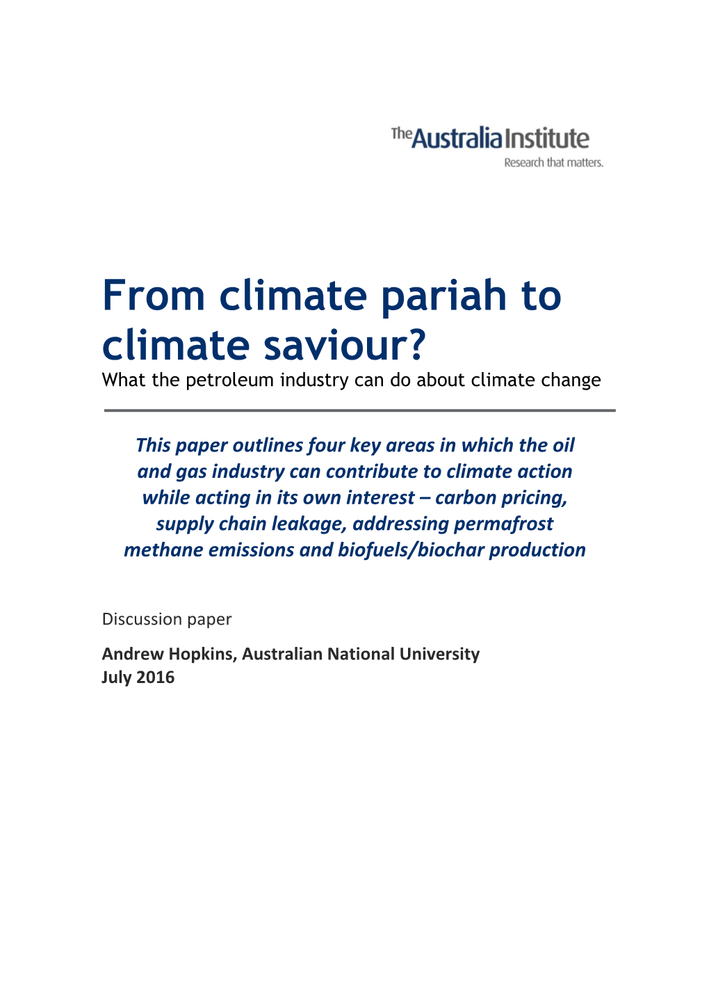 Petroleum Industry and Climate Change