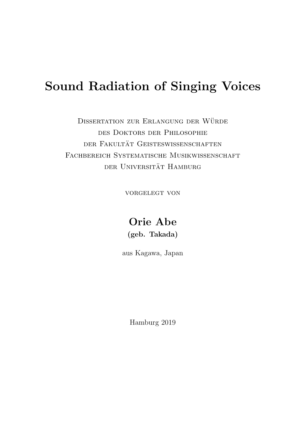 Sound Radiation of Singing Voices