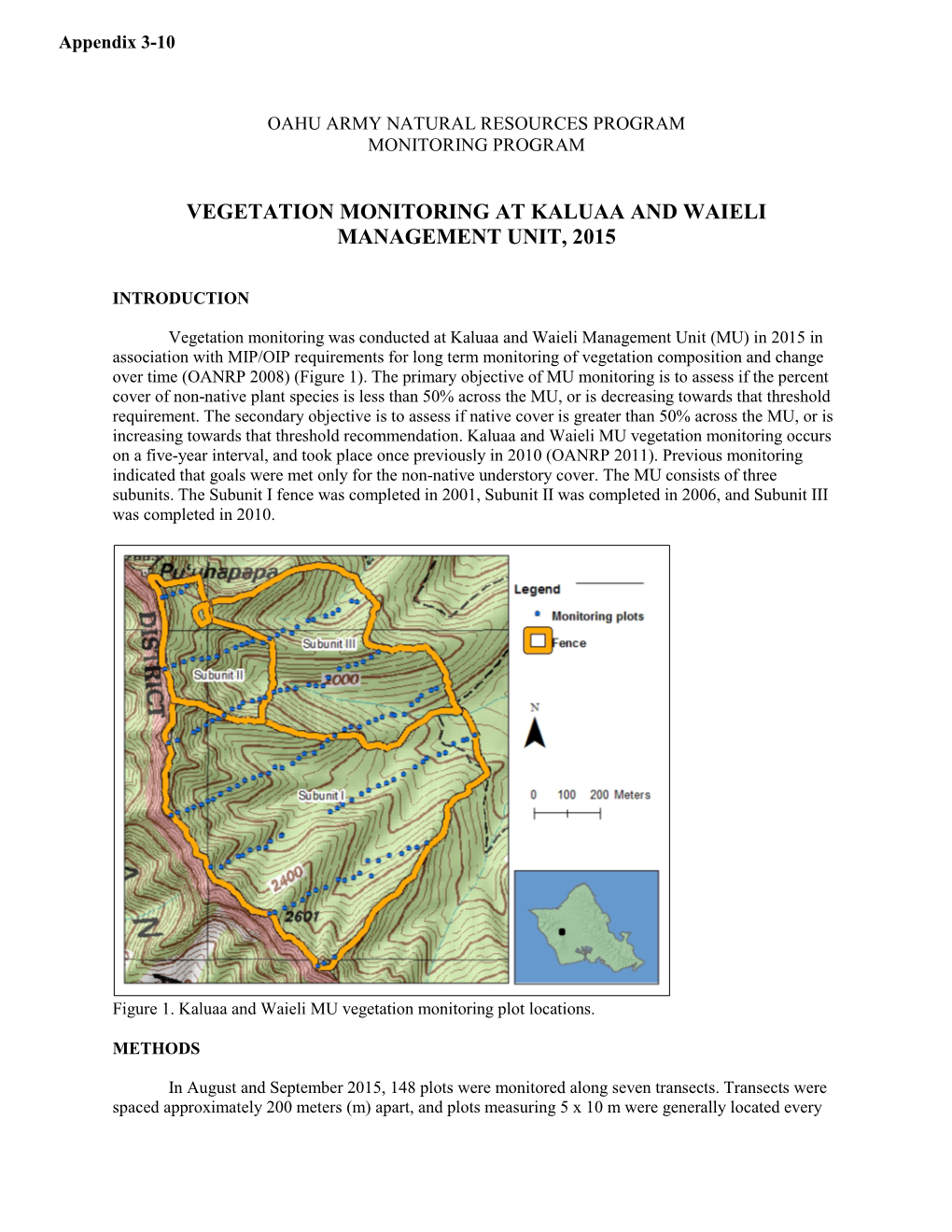 Appendix 3-10 Vegetation Monitoring at Kaluaa and Waieli Management