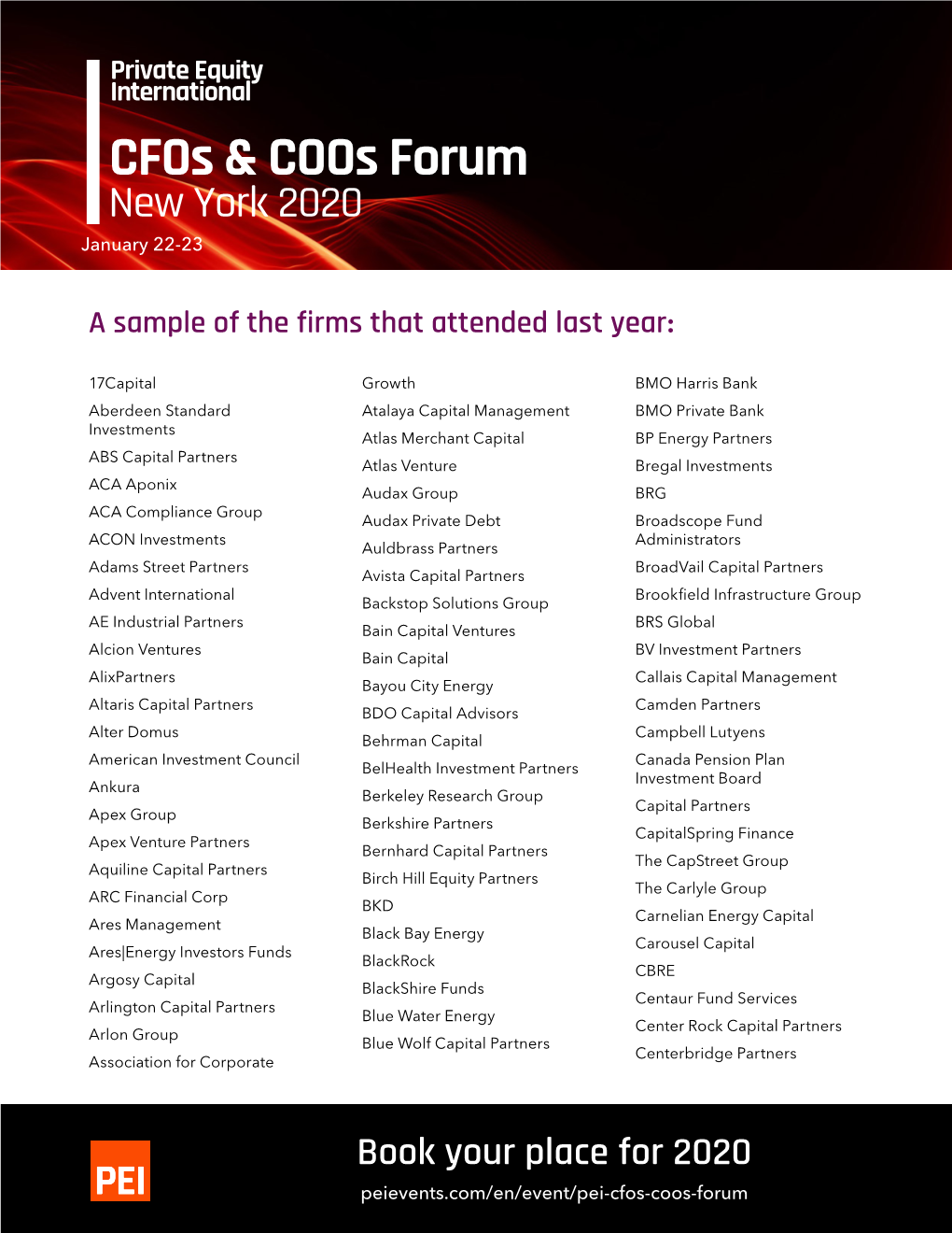 PEI Cfos & Coos Forum 2020 Previous Attendees
