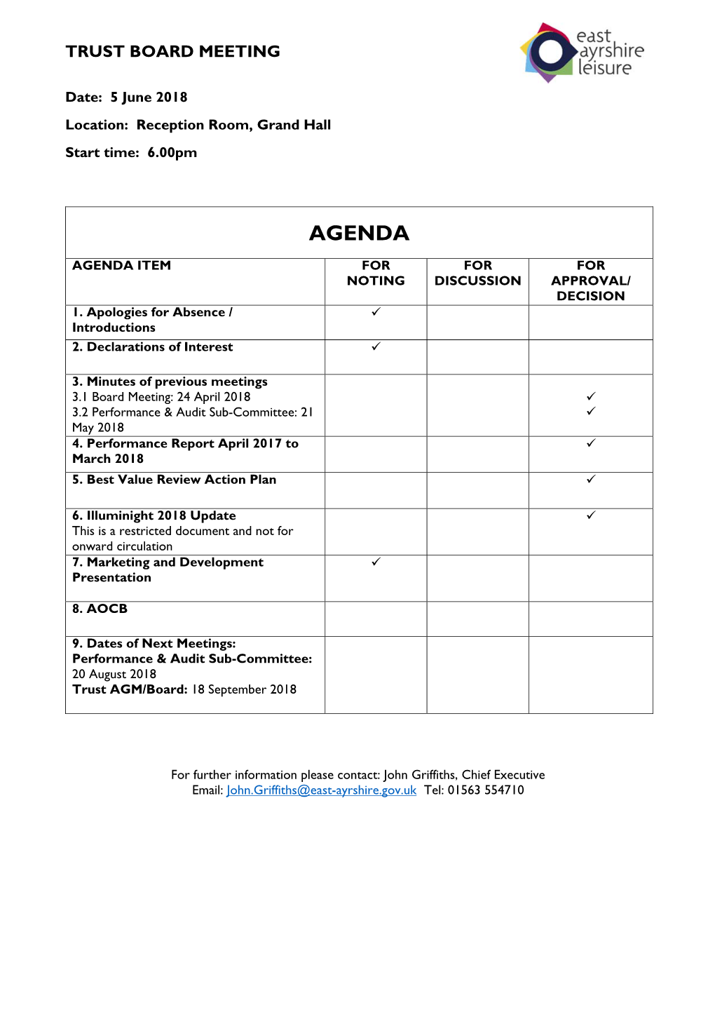 Board Agenda 5 June 2018