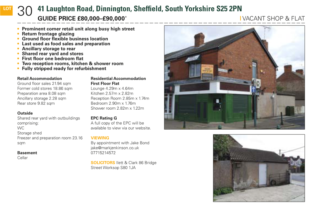 30 41 Laughton Road, Dinnington, Sheffield, South Yorkshire S25 2PN 31 42 Sycamore Avenue, Wickersley, Rotherham S66