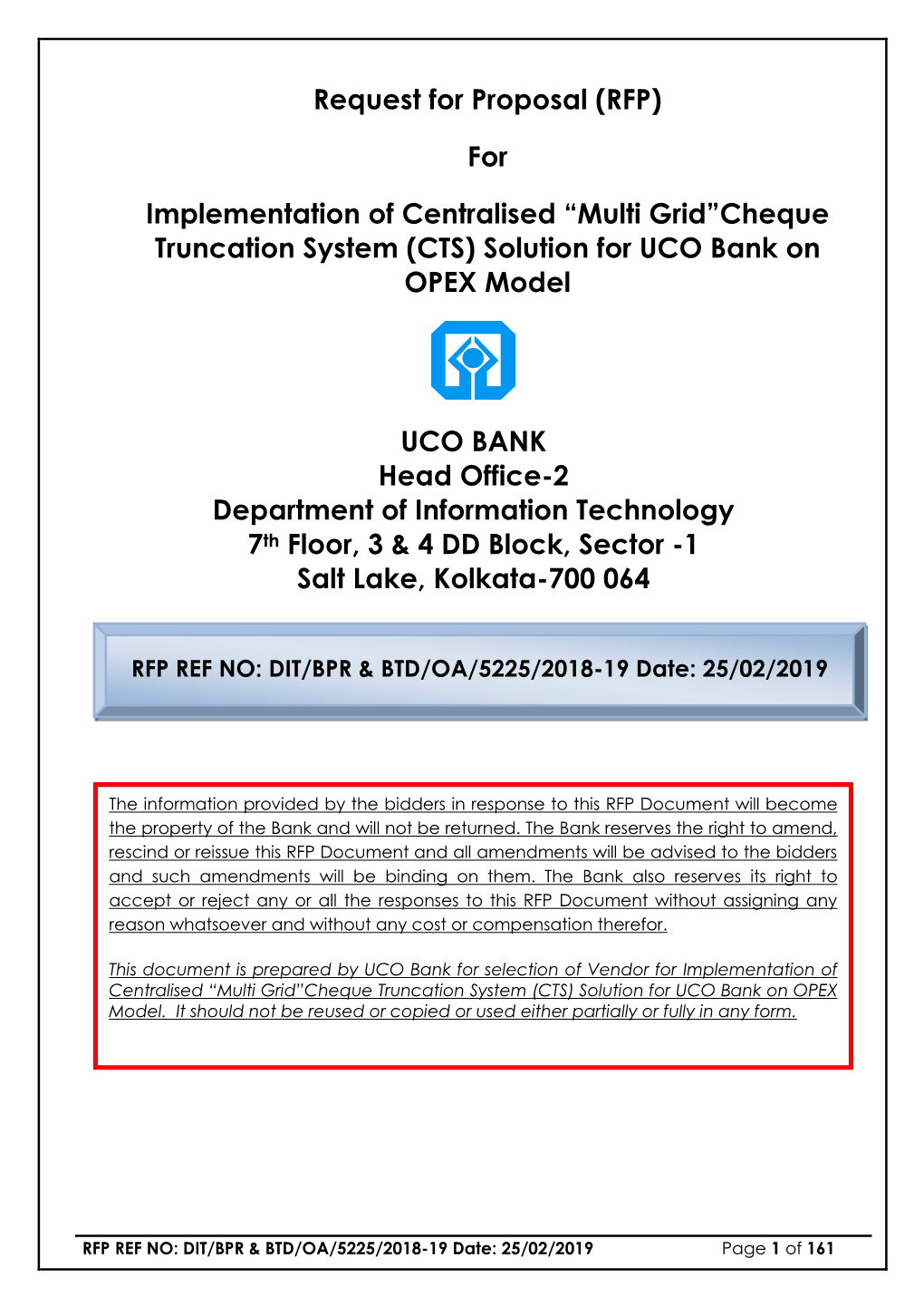 “Multi Grid”Cheque Truncation System (CTS) Solution for UCO Bank on OPEX Model
