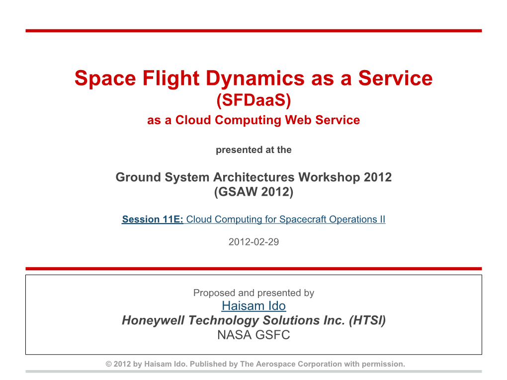 Space Flight Dynamics As a Service (Sfdaas) As a Cloud Computing Web Service