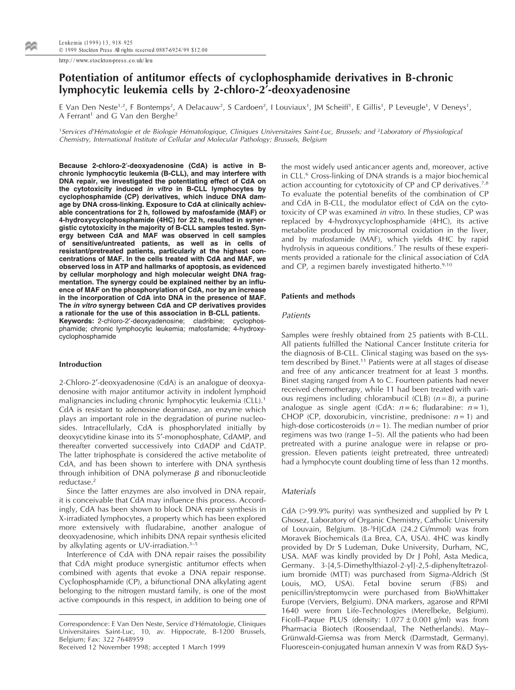 Potentiation of Antitumor Effects of Cyclophosphamide