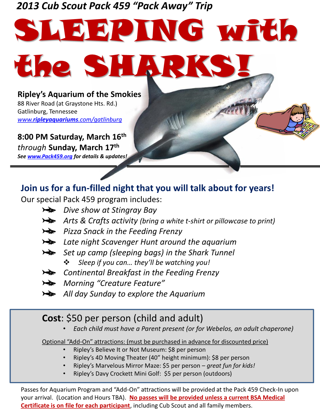 SLEEPING with the SHARKS! Ripley’S Aquarium of the Smokies 88 River Road (At Graystone Hts