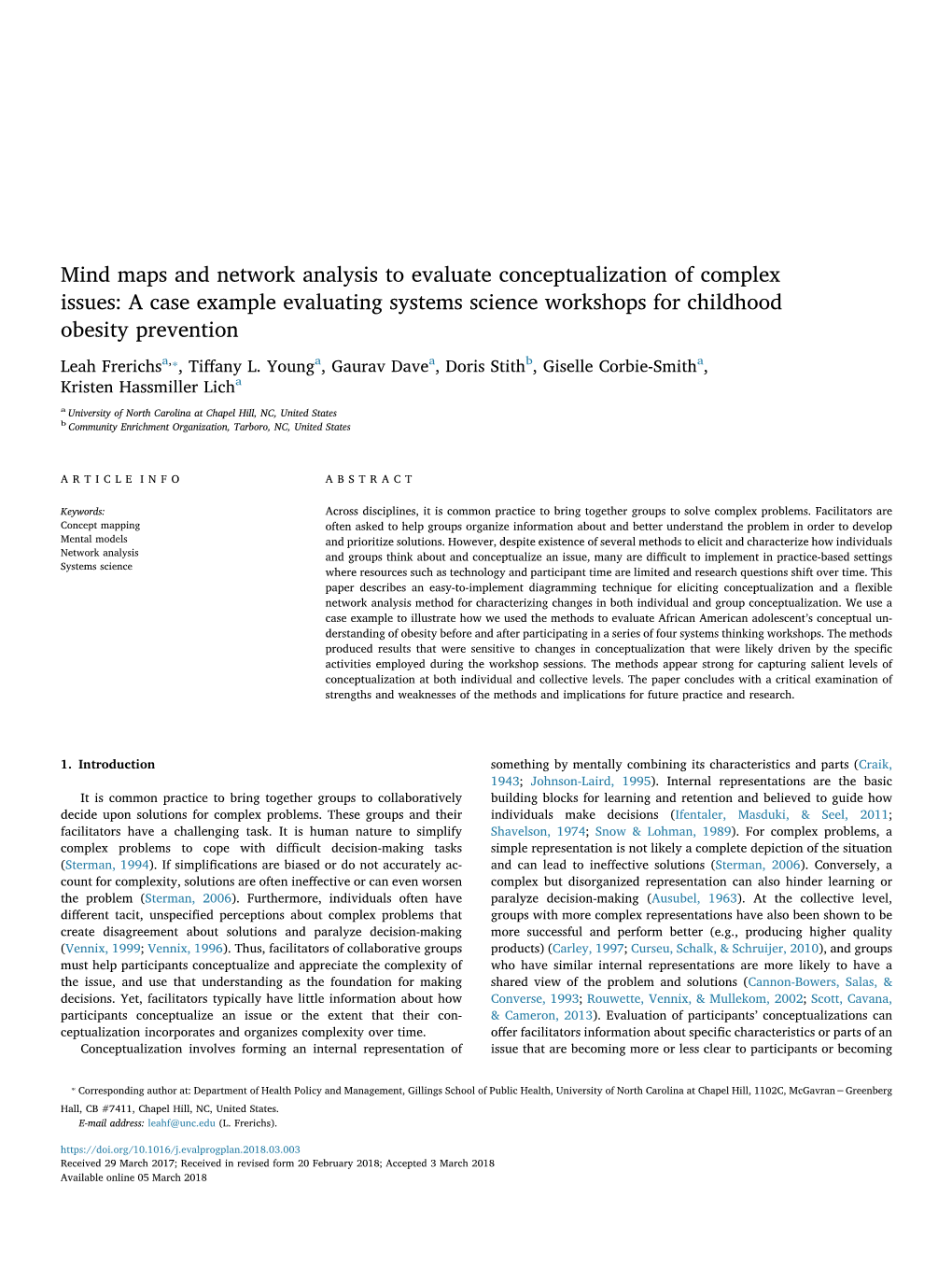 Mind Maps and Network Analysis to Evaluate Conceptualization of Complex T Issues: a Case Example Evaluating Systems Science Workshops for Childhood Obesity Prevention