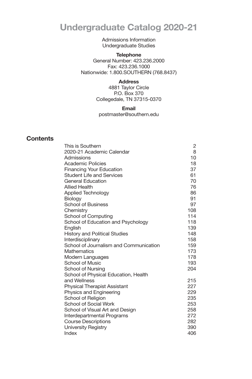 Undergraduate Catalog 2020-21