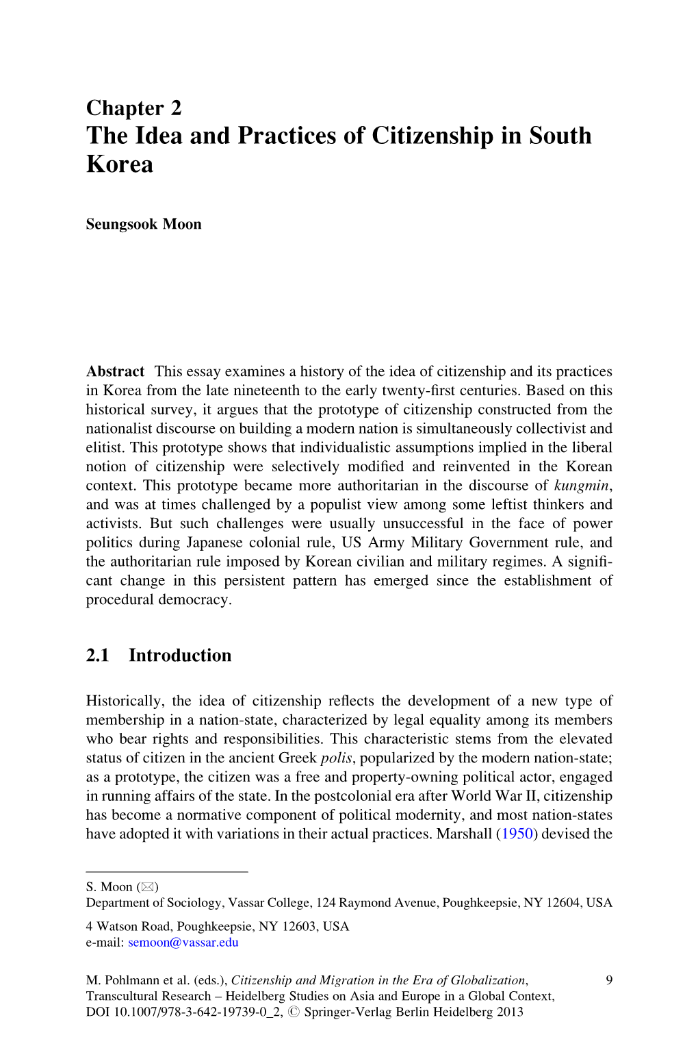 The Idea and Practices of Citizenship in South Korea