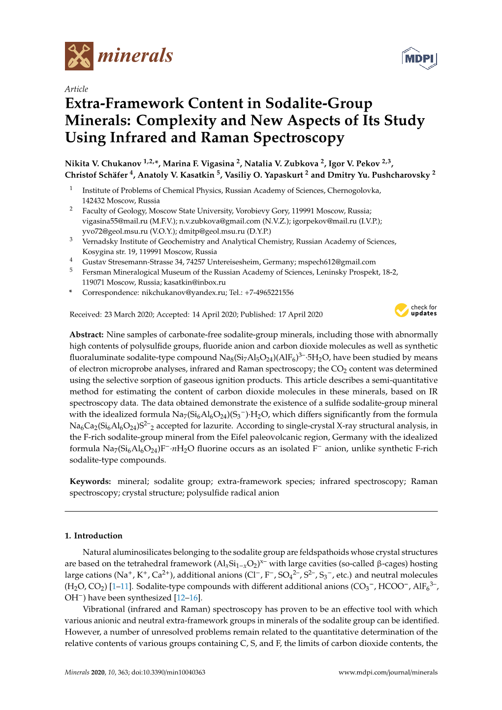 Extra-Framework Content in Sodalite-Group Minerals: Complexity and New Aspects of Its Study Using Infrared and Raman Spectroscopy