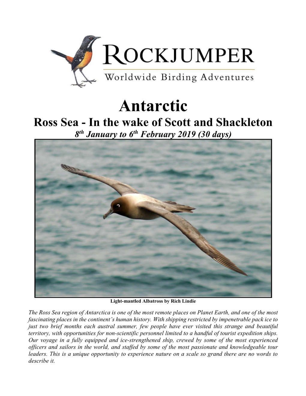 Antarctic Ross Sea - in the Wake of Scott and Shackleton 8Th January to 6Th February 2019 (30 Days)