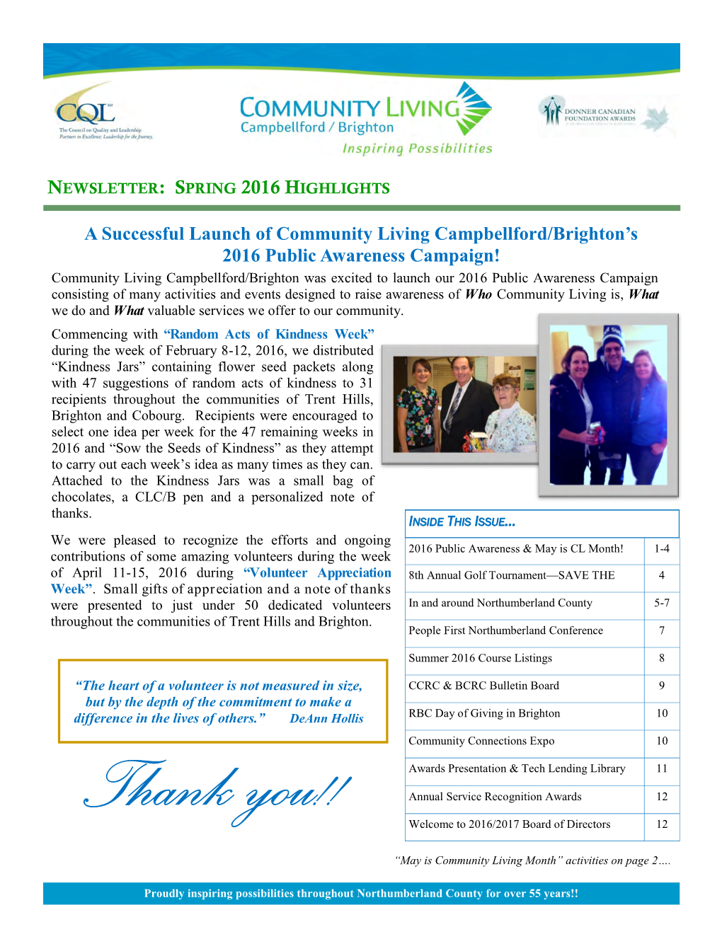 CLCB Newsletter Spring 2016