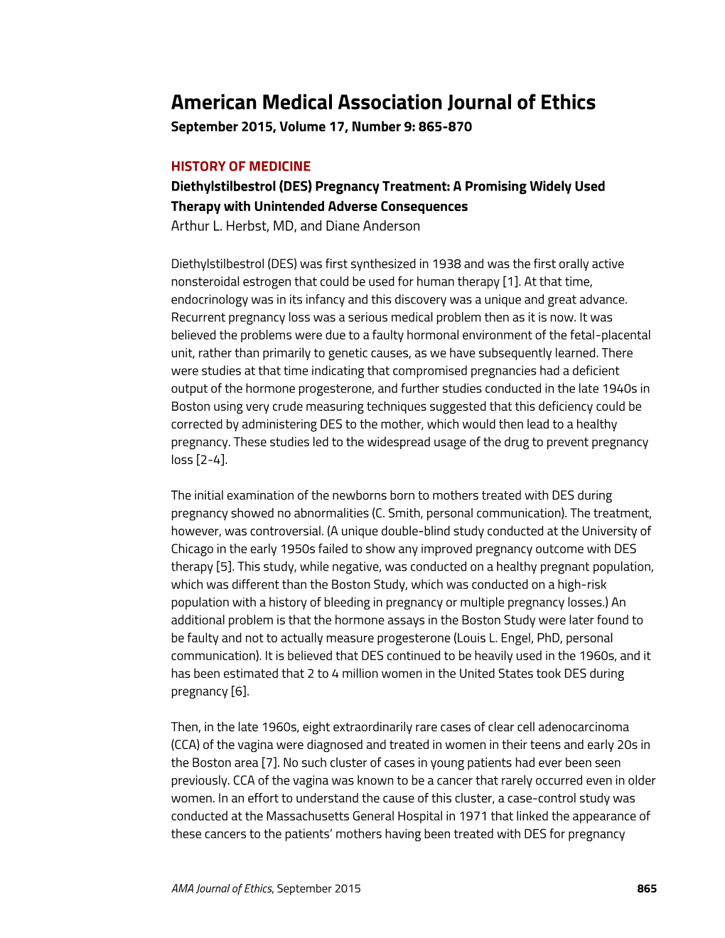 American Medical Association Journal of Ethics September 2015, Volume 17, Number 9: 865-870