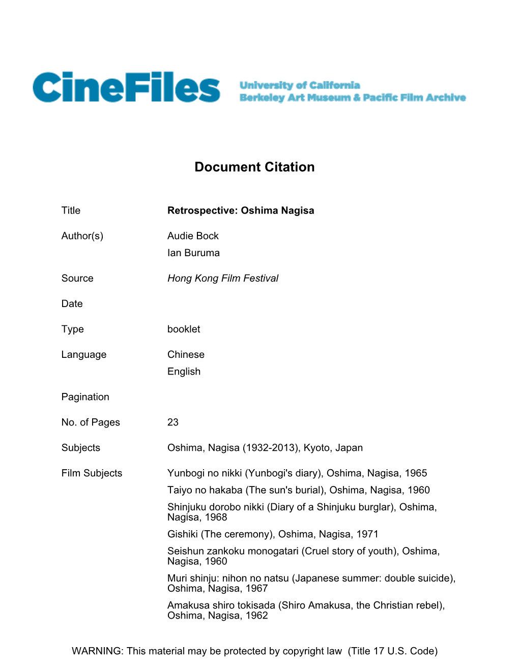 Cinefiles Document #32930