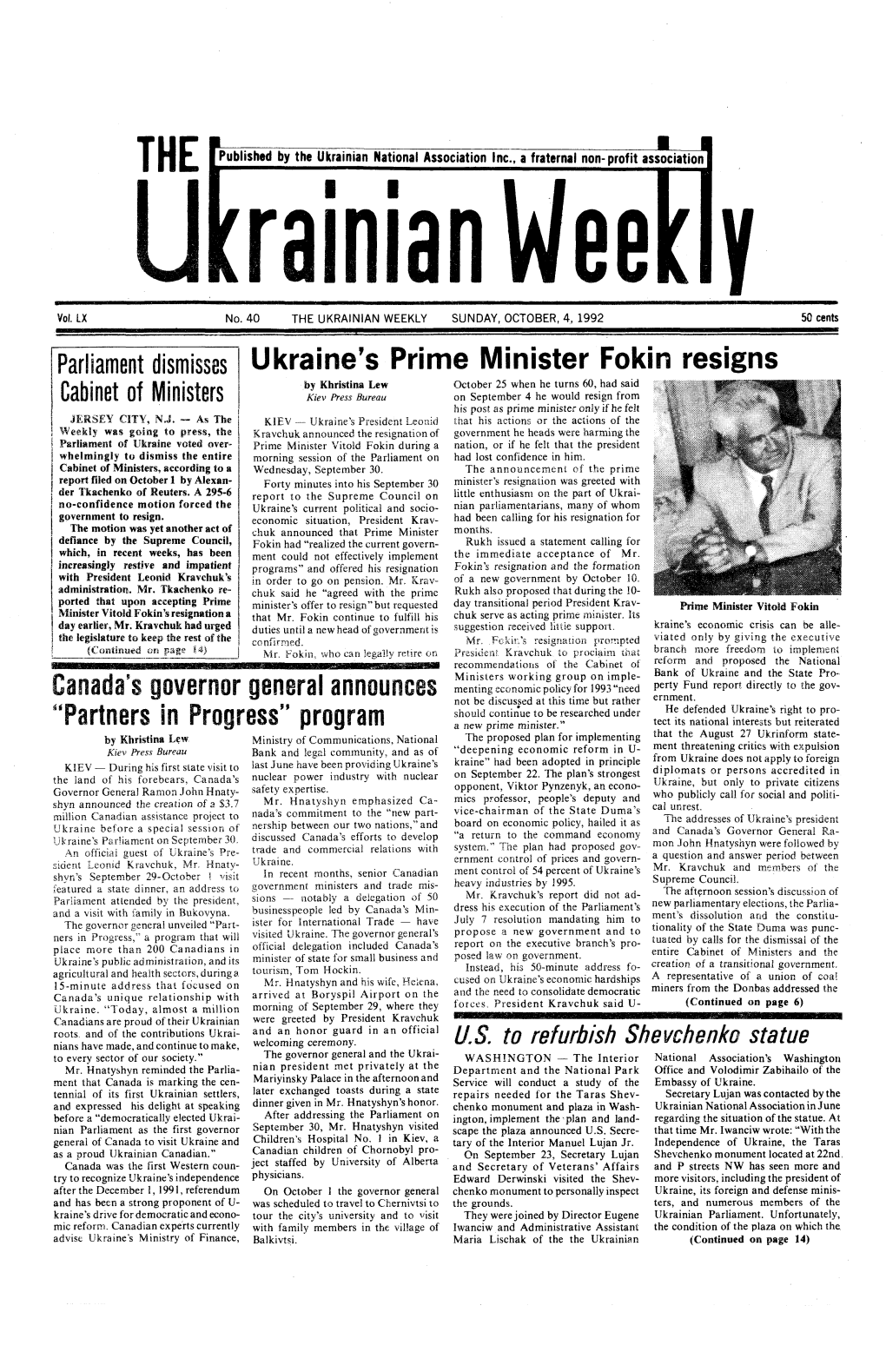 The Ukrainian Weekly 1992, No.40