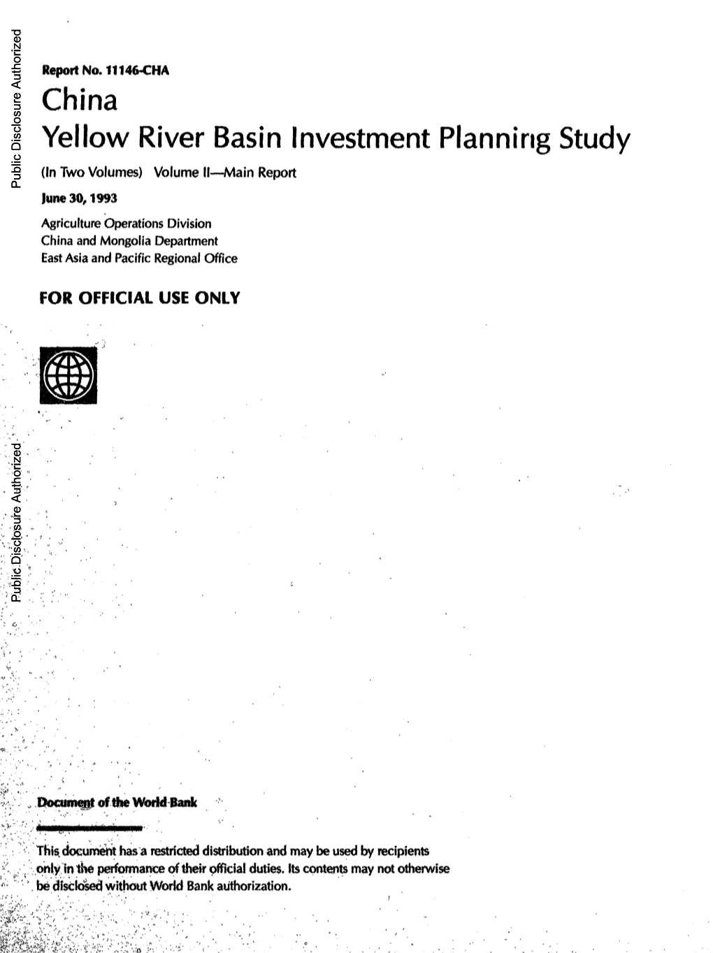 China Yellow River Basin Investment Plannirig Study