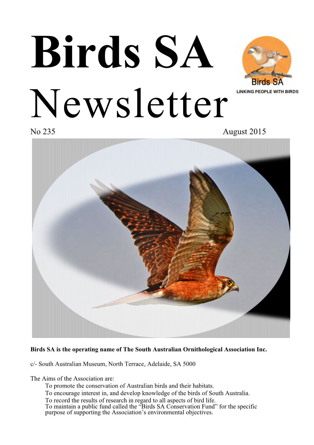 Birds SA Newsletter No. 235, August 2015