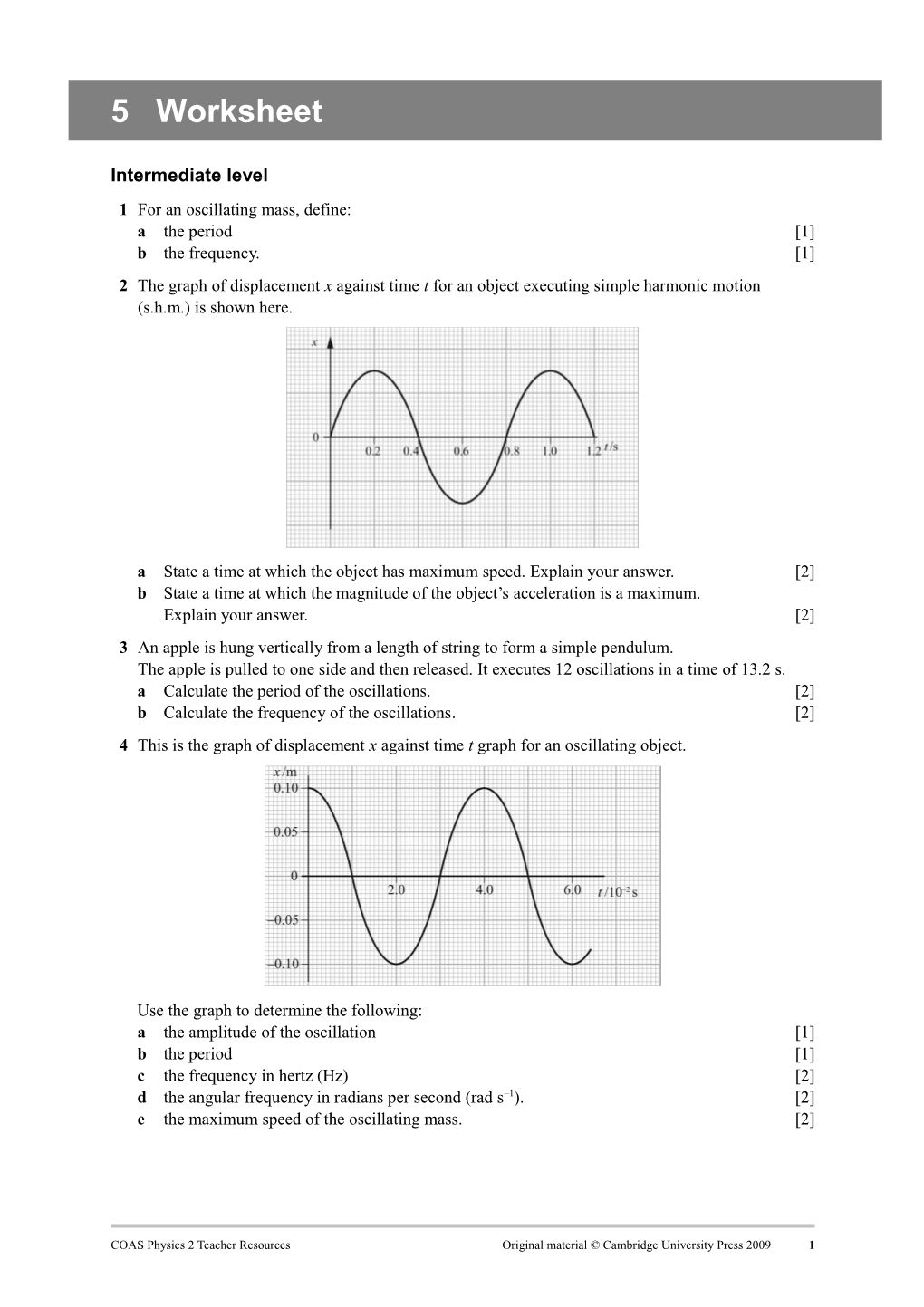 COAS Physics 2 Teacher Resources Original Material Cambridge University Press 2009 1