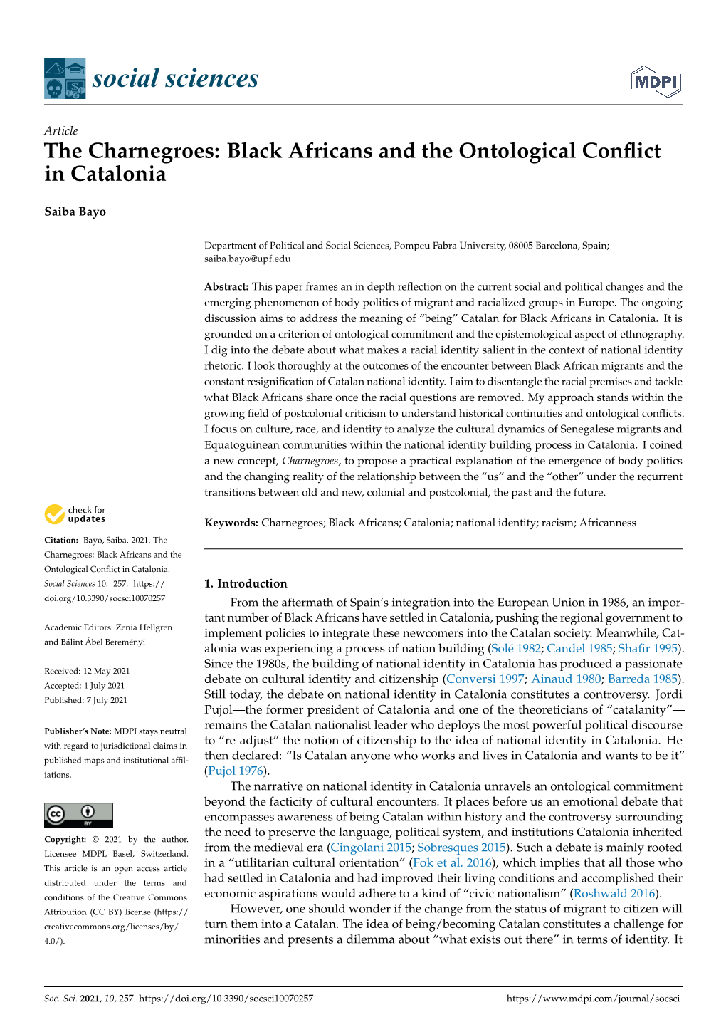 Black Africans and the Ontological Conflict in Catalonia