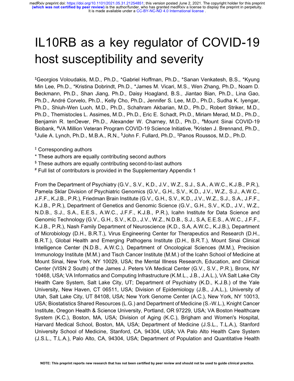 IL10RB As a Key Regulator of COVID-19 Host Susceptibility and Severity