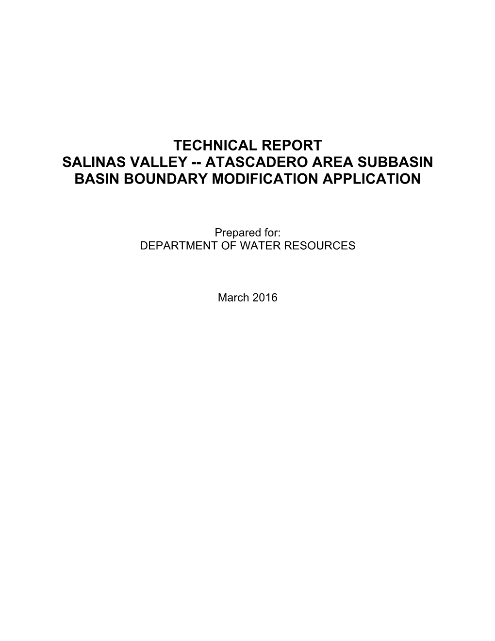 Atascadero Area Subbasin Basin Boundary Modification Application