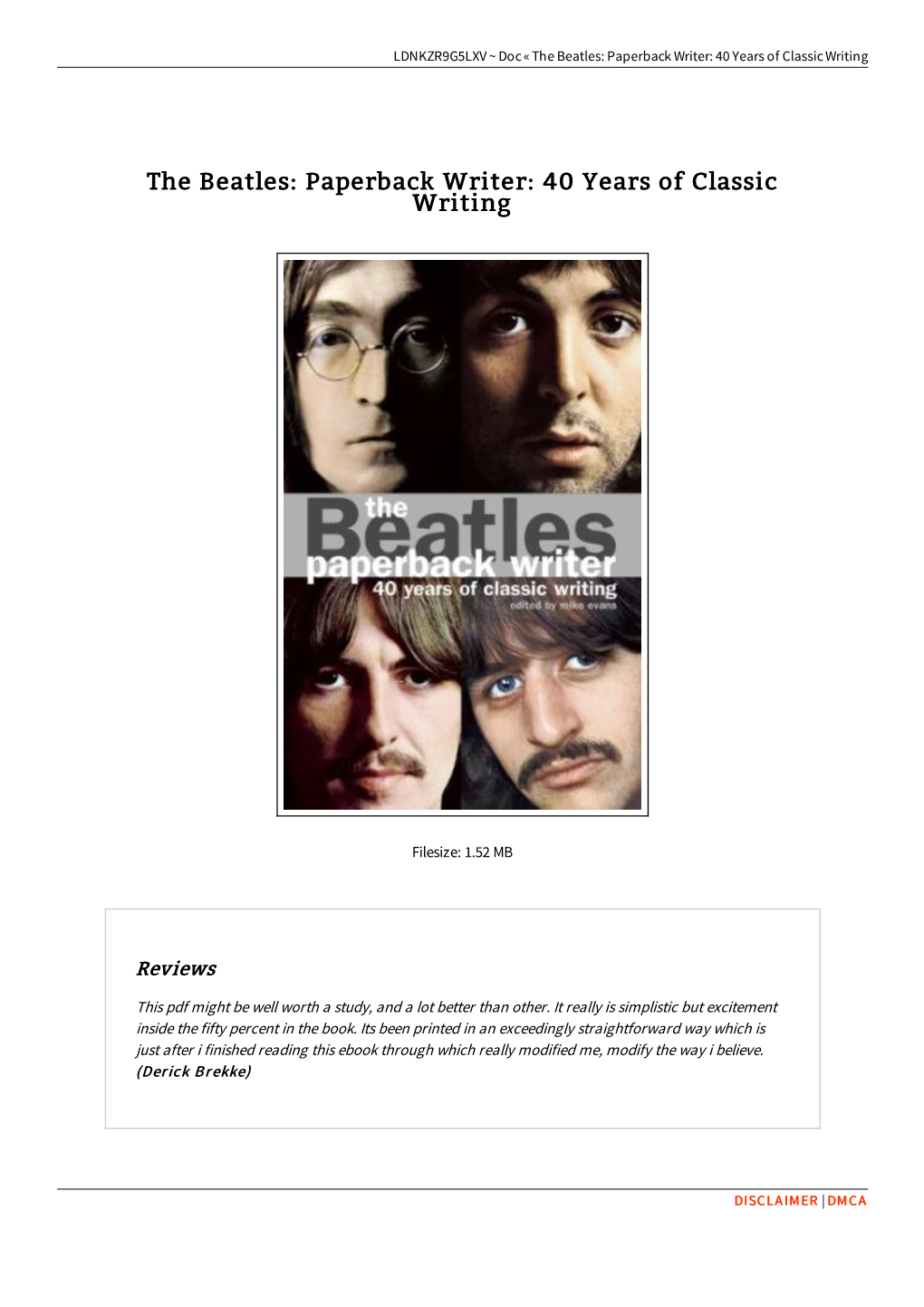 Read Doc » the Beatles: Paperback Writer: 40 Years of Classic Writing