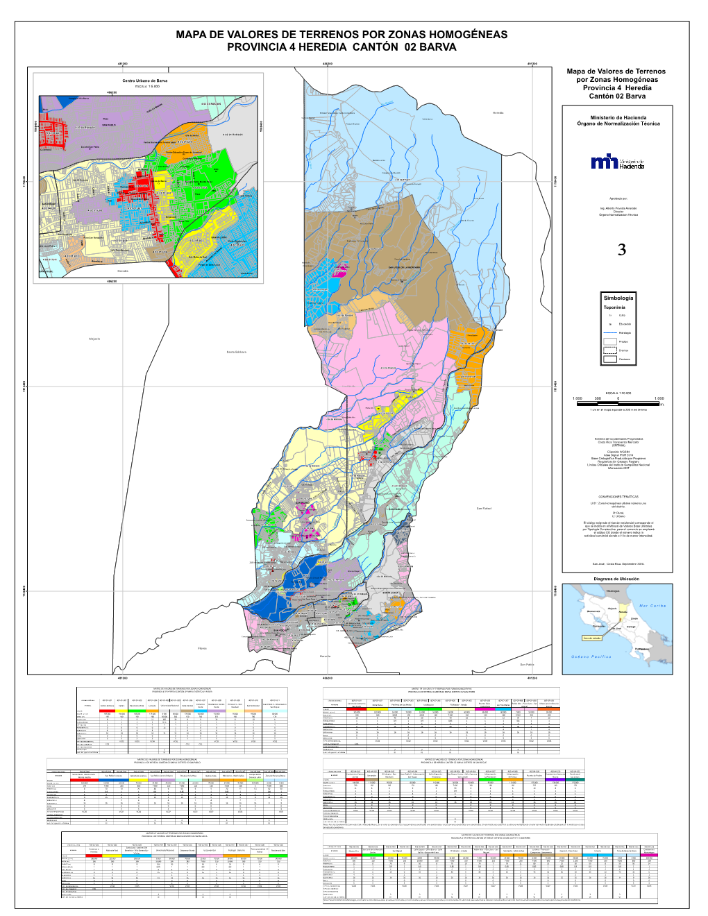 Mapa De Valores De Terrenos Por Zonas Homogéneas Provincia 4 Heredia Cantón 02 Barva