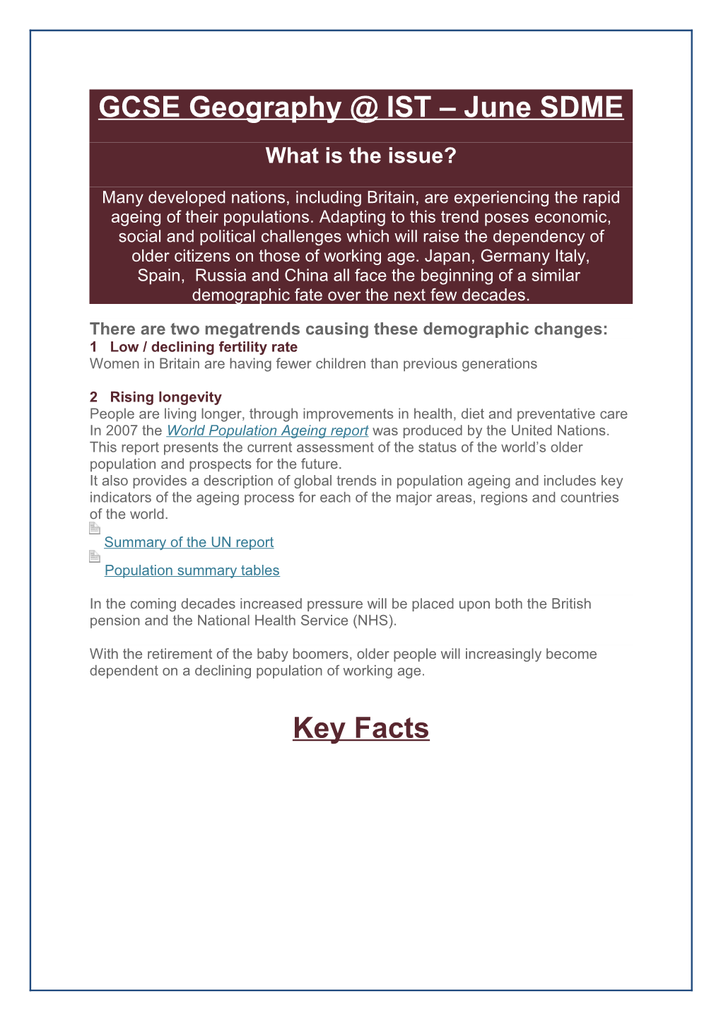 GCSE Geography IST June SDME