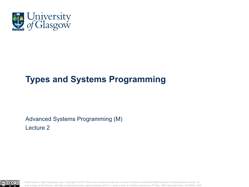 Types and Systems Programming