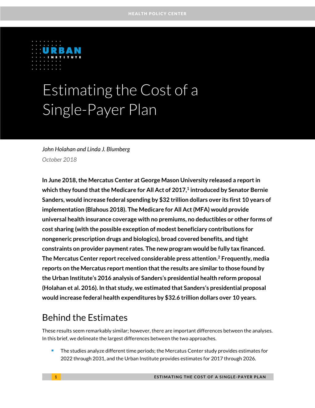 Estimating the Cost of a Single-Payer Plan
