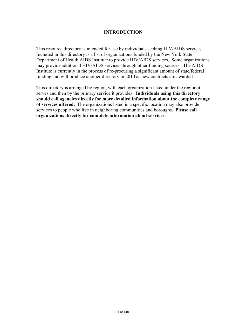 2009 NYSDOH AIDS Institute Resource Directory