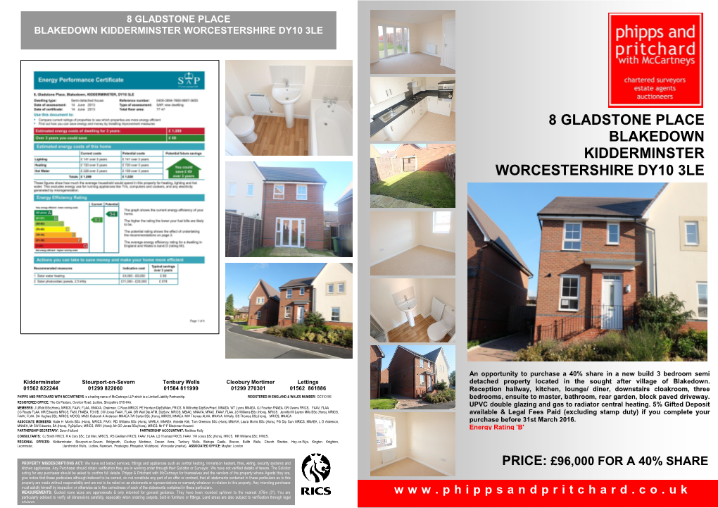 8 Gladstone Place Blakedown Kidderminster Worcestershire Dy10 3Le