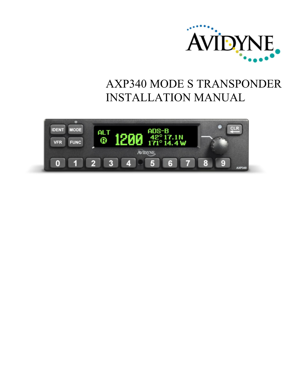 AXP340 Transponder Installation Manual
