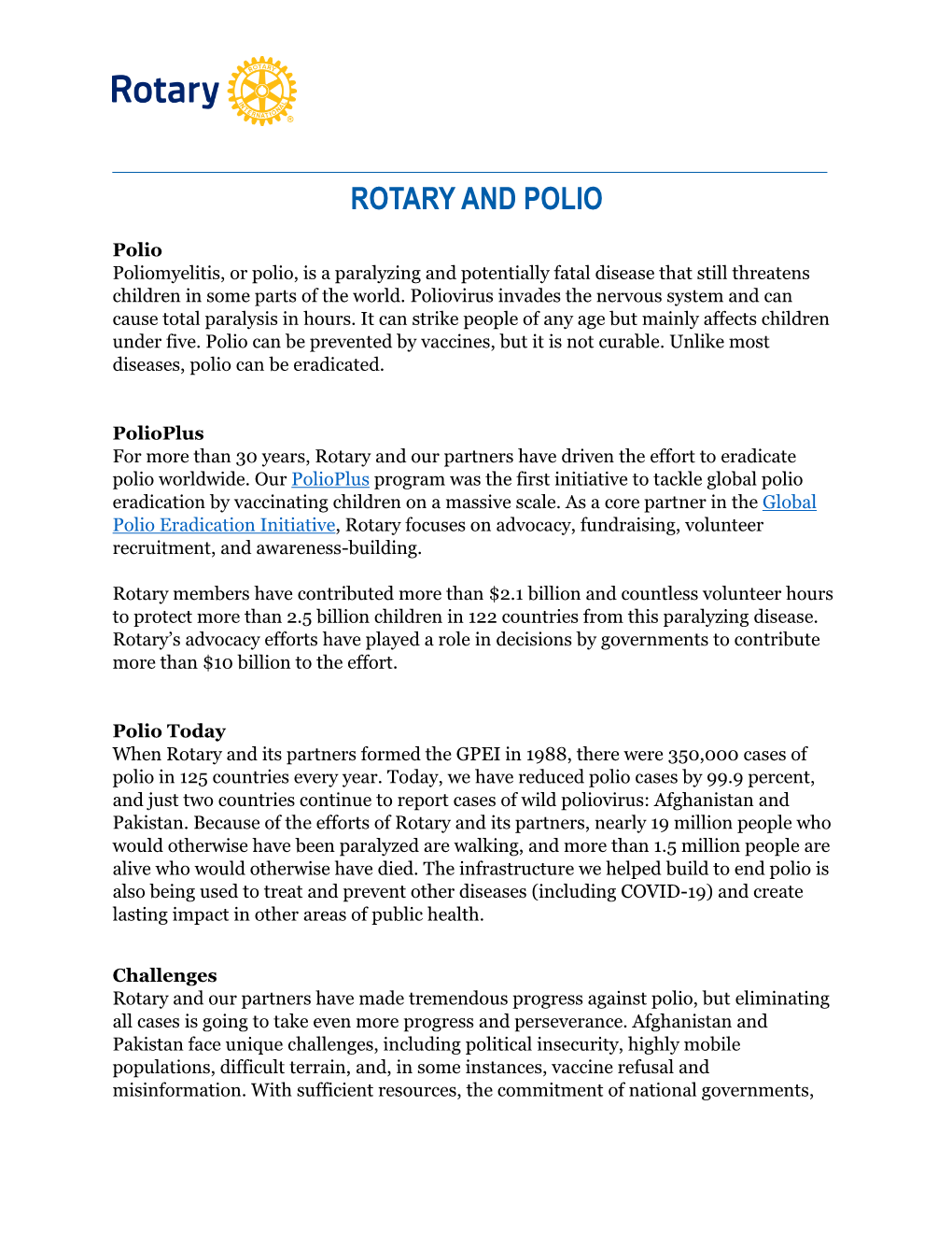 Rotary and Polio