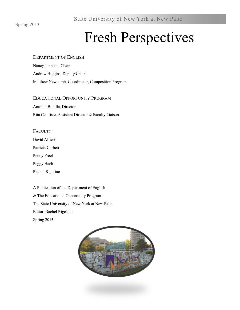 Fresh Perspectives Fall 2013