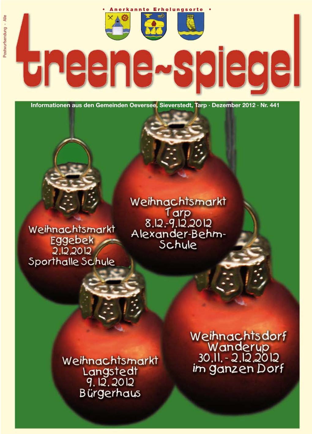 Informationen Aus Den Gemeinden Oeversee, Sieverstedt, Tarp · Dezember 2012 · Nr