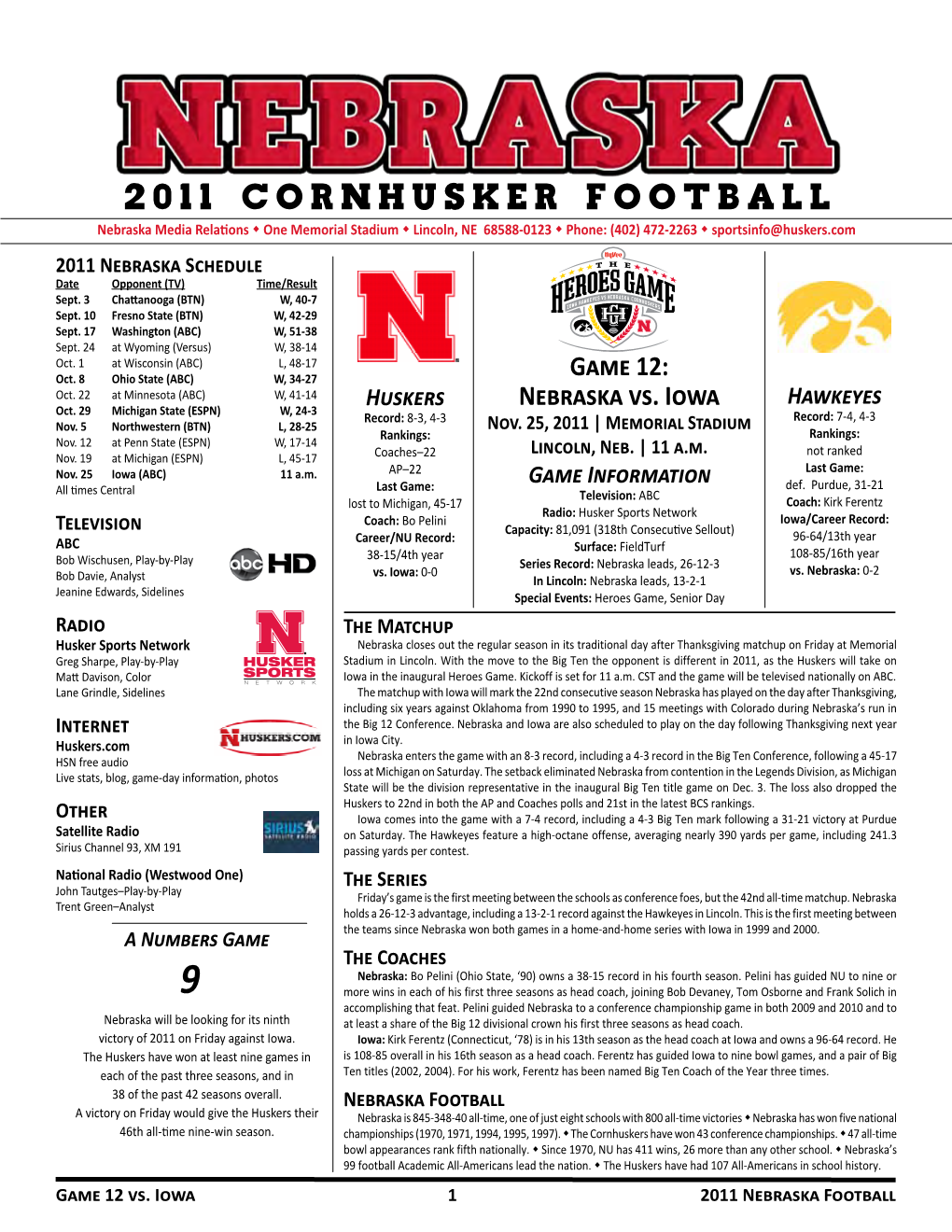 Nebraska Vs. Iowa Hawkeyes Oct