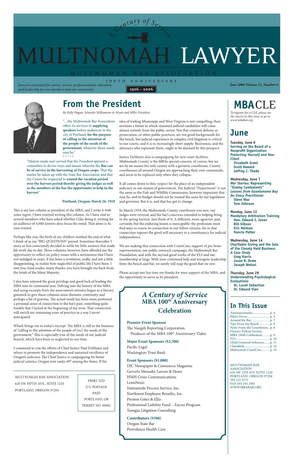MBACLE by Kelly Hagan, Schwabe Williamson & Wyatt and MBA President
