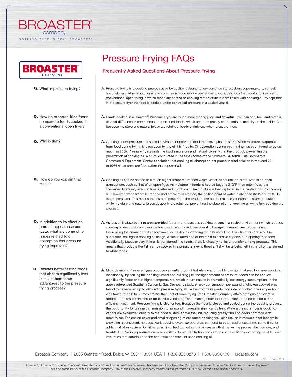 Pressure Frying Faqs